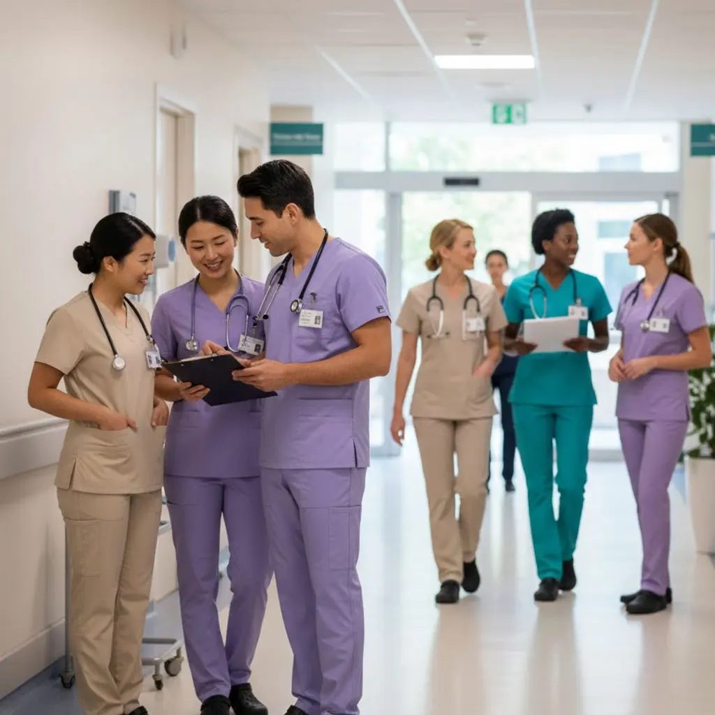 

Women's Two-Piece Solid Color Workwear Set Top & Pants for Nurse Spa Beauty Salon & Doctor Care