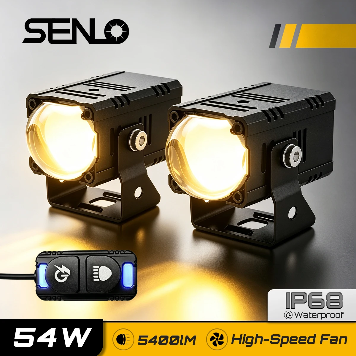 54W/pair Senlo X1 GTS Motorcycle LED Auxiliary Headlight 5400LM Anti-Fog Bifocal Lens Moto Spotlights Driving Lamp E-Mark