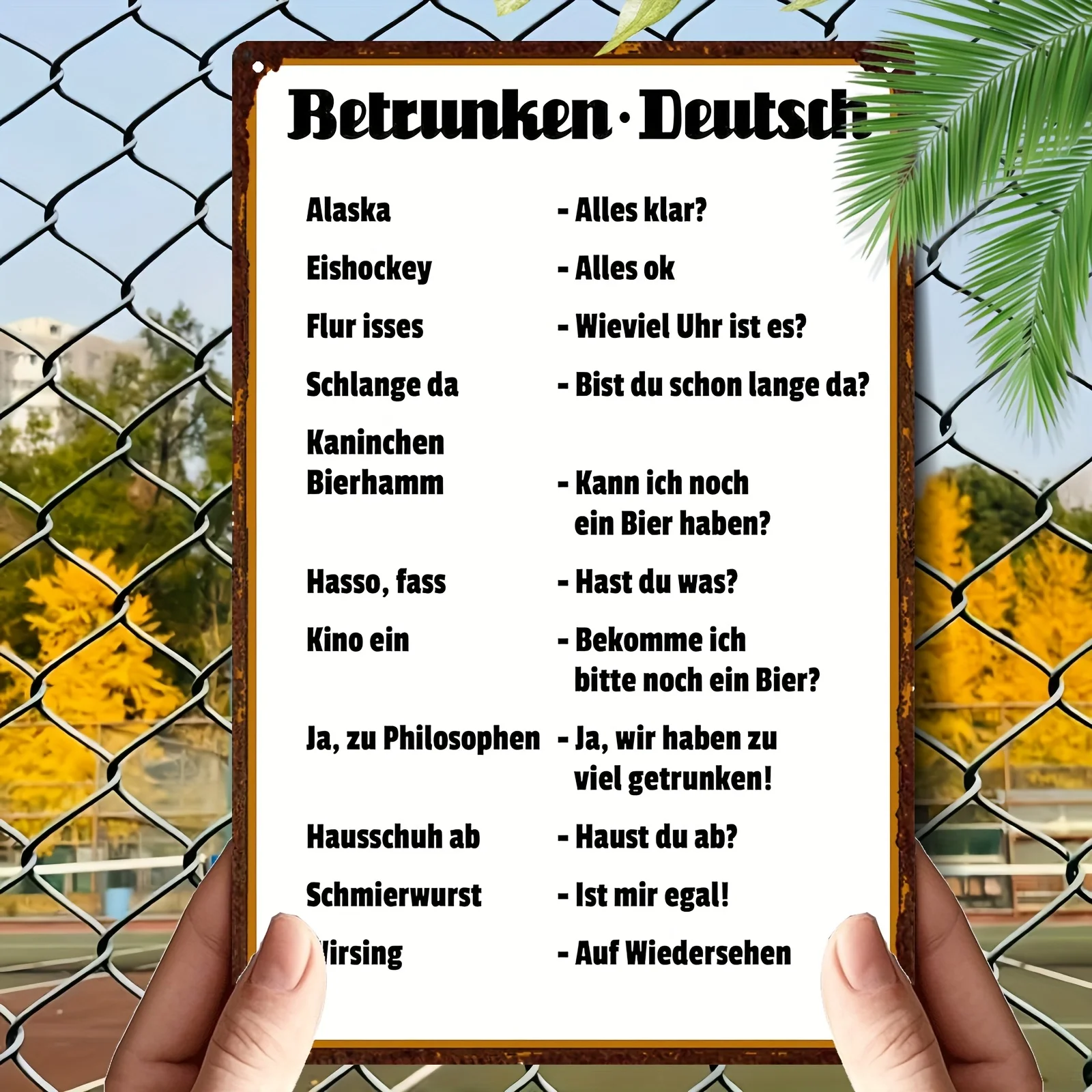 2D Flat,1pc Vintage German Drinking Phrases Metal Wall Sign - 