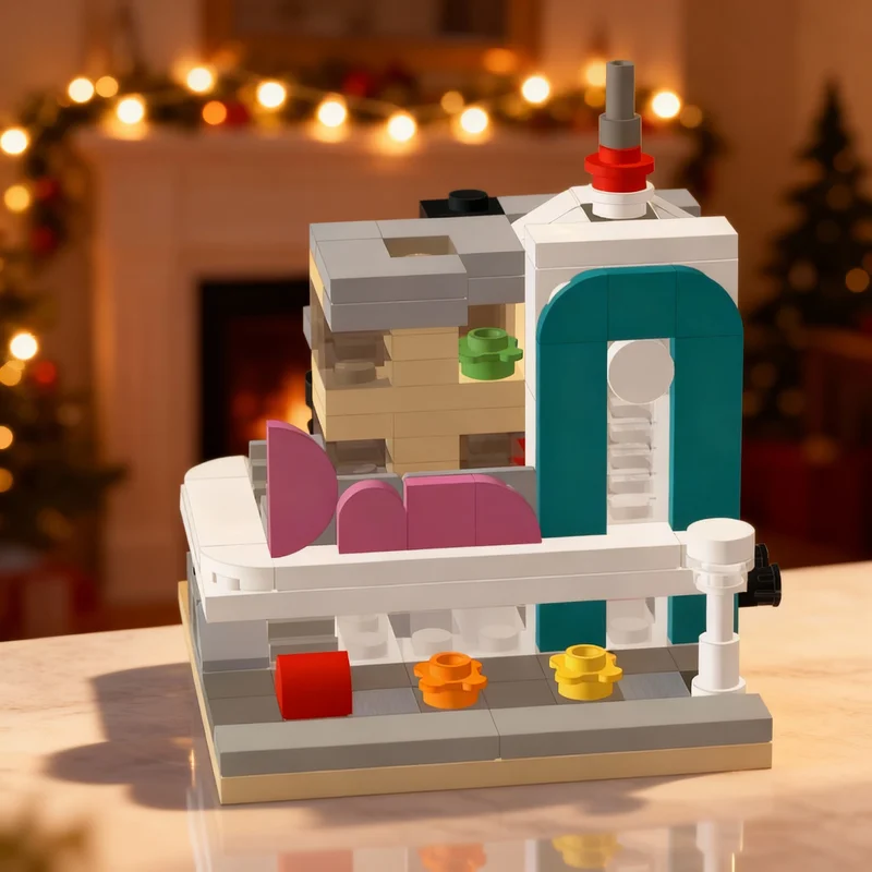 183-teiliges MOC Mini Modulares Straßenlandschafts-Diner Modell Bausteine Konstruktionsspielzeug Kreative Idee Baustein Weihnachtsgeschenk Bildung