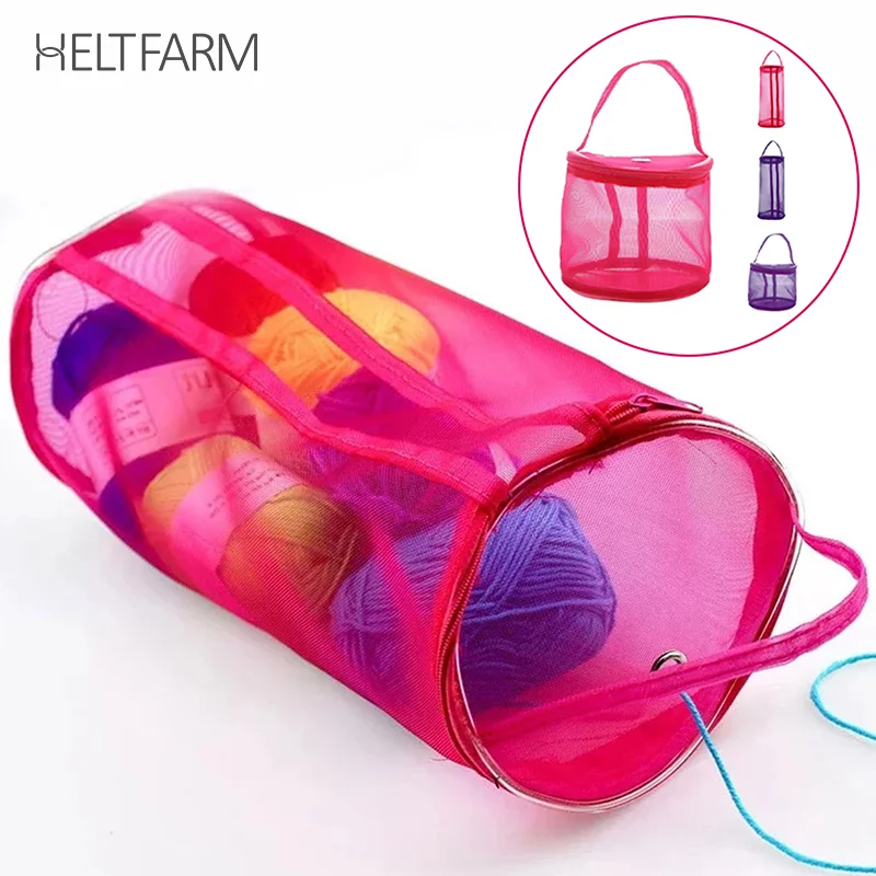 Portable Yarn Storage Bag Hollow Mesh Knitting Wool Yarn Bags Crochet Yarn Handbag Organizer Weave Tools Sewing Accessories