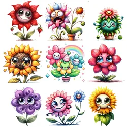 Spring Hip hop comedy flowers iron on heat transfer DTF Iron On Patch patches for Children's clothing Heat Transfer On Clothes