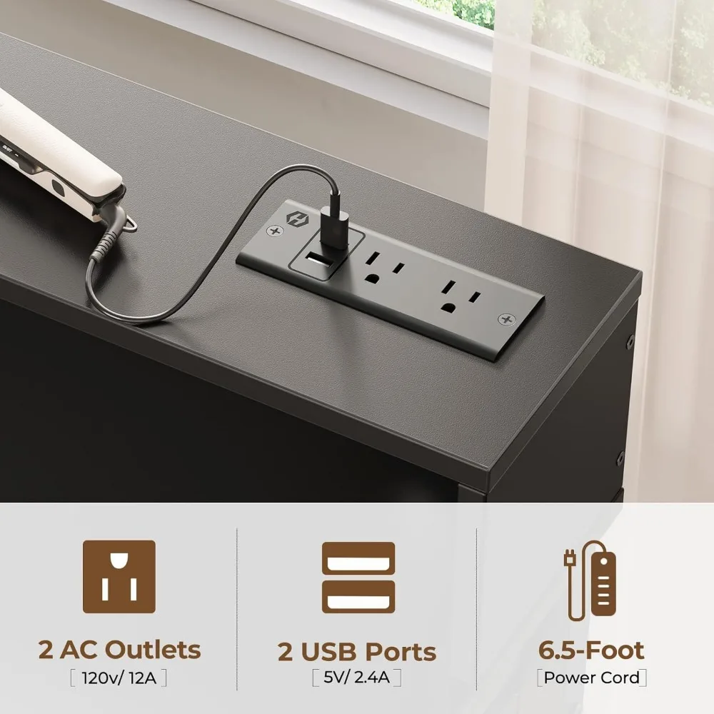 مكتب مكياج مدمج مع أدراج ومنفذ شحن USB لتخزين غرفة النوم #2