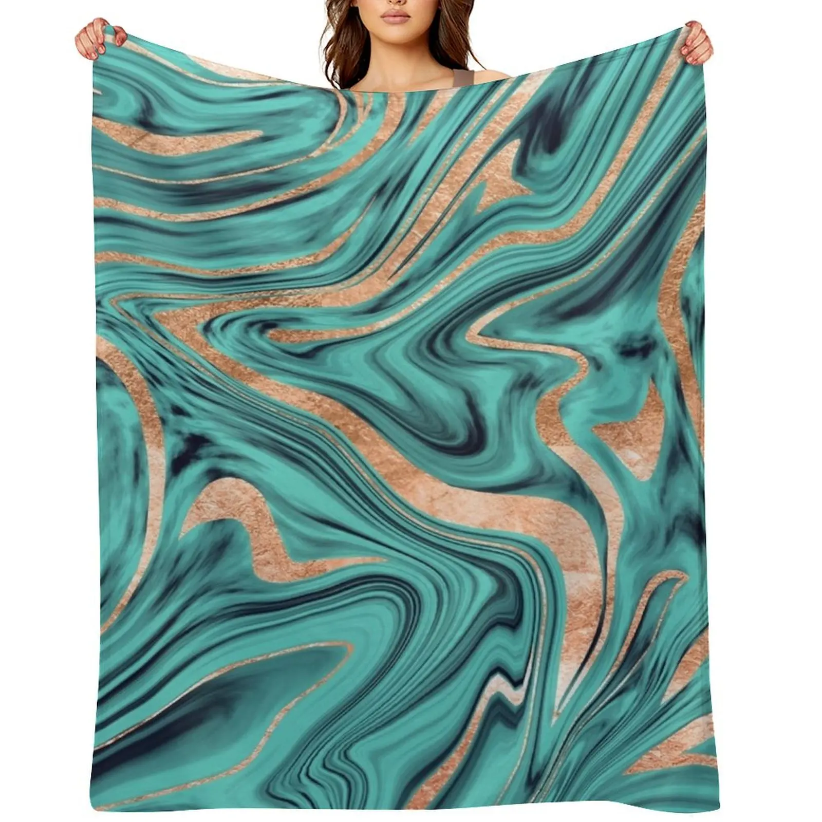 

Soft Turquoise Rose Gold Marble #1 #decor #art Throw Blanket Bed Stuffeds For Decorative Sofa halloween Blankets