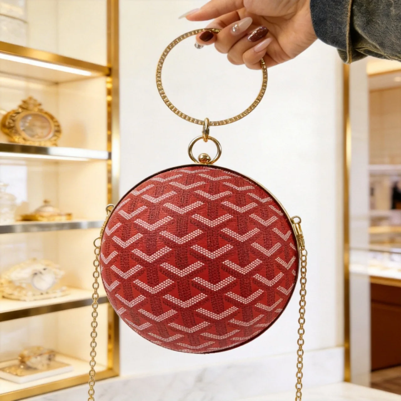 

Золотая блестящая шелковая круглая вечерняя сумка-клатч для женщин, украшенная стразами, с цепочкой на плечо, роскошная женская сумка для вечеринок