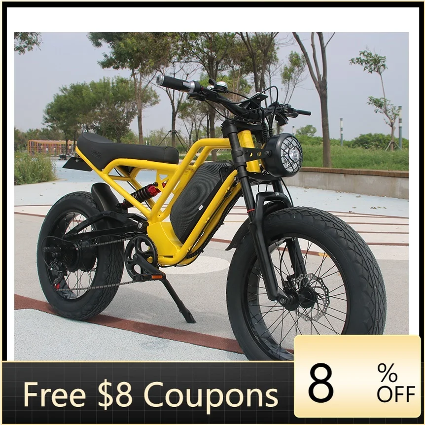 

STLF US Ready Stock Akez Cafe Racer Electric Dirt Pit Mountain E Bike 1500W Fat Tires Ebike Electric Cruiser Adult USA Warehouse