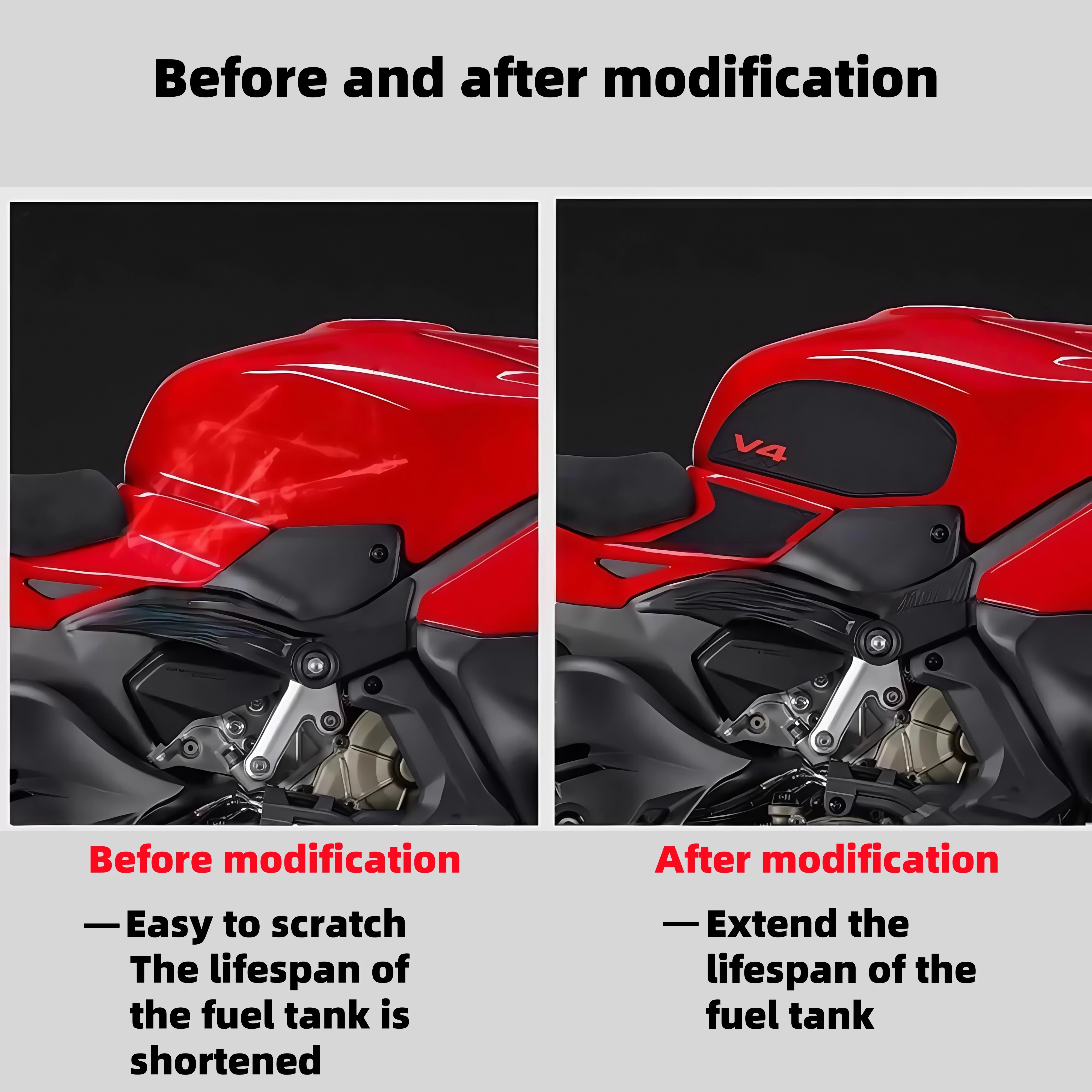 Motorcycle Fuel Tank Anti Slip Sticker For DUCATI Panigale V4 V4S 2025+ Anti Slip Side Fuel Tank Protection Pad Modification