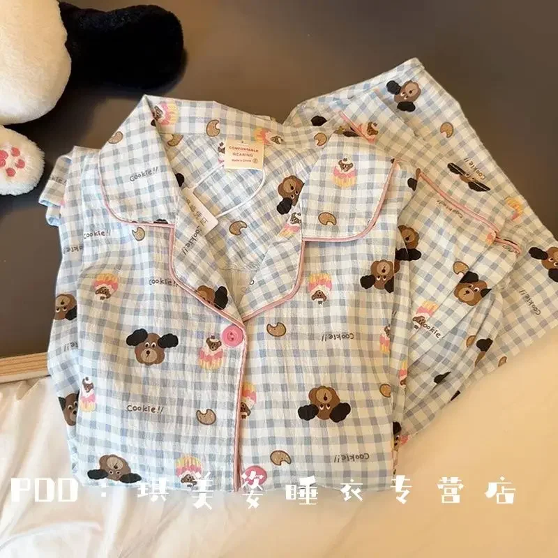 Hello Kitty Black Pajamas for Women Spring and Autumn New Style Long Sleeves Trousers Loose Comfortable Home Wear Kawaii Gift