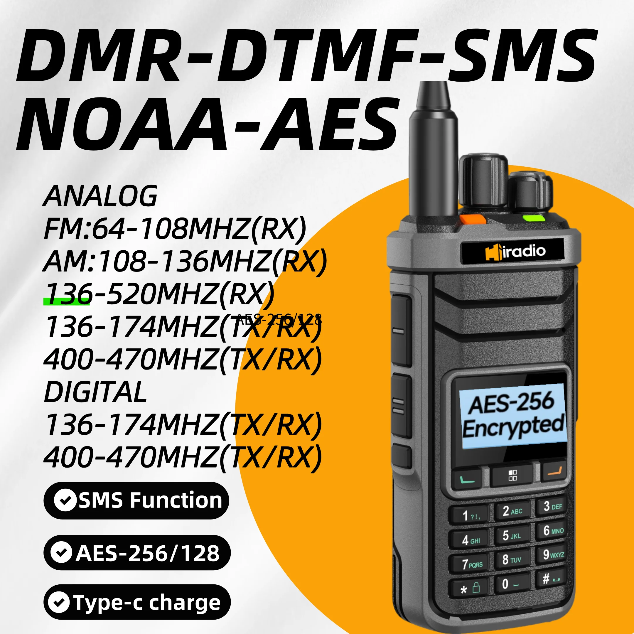 Iradio R5000 DMR Analog Walkie Talkie 3500mAh 5W