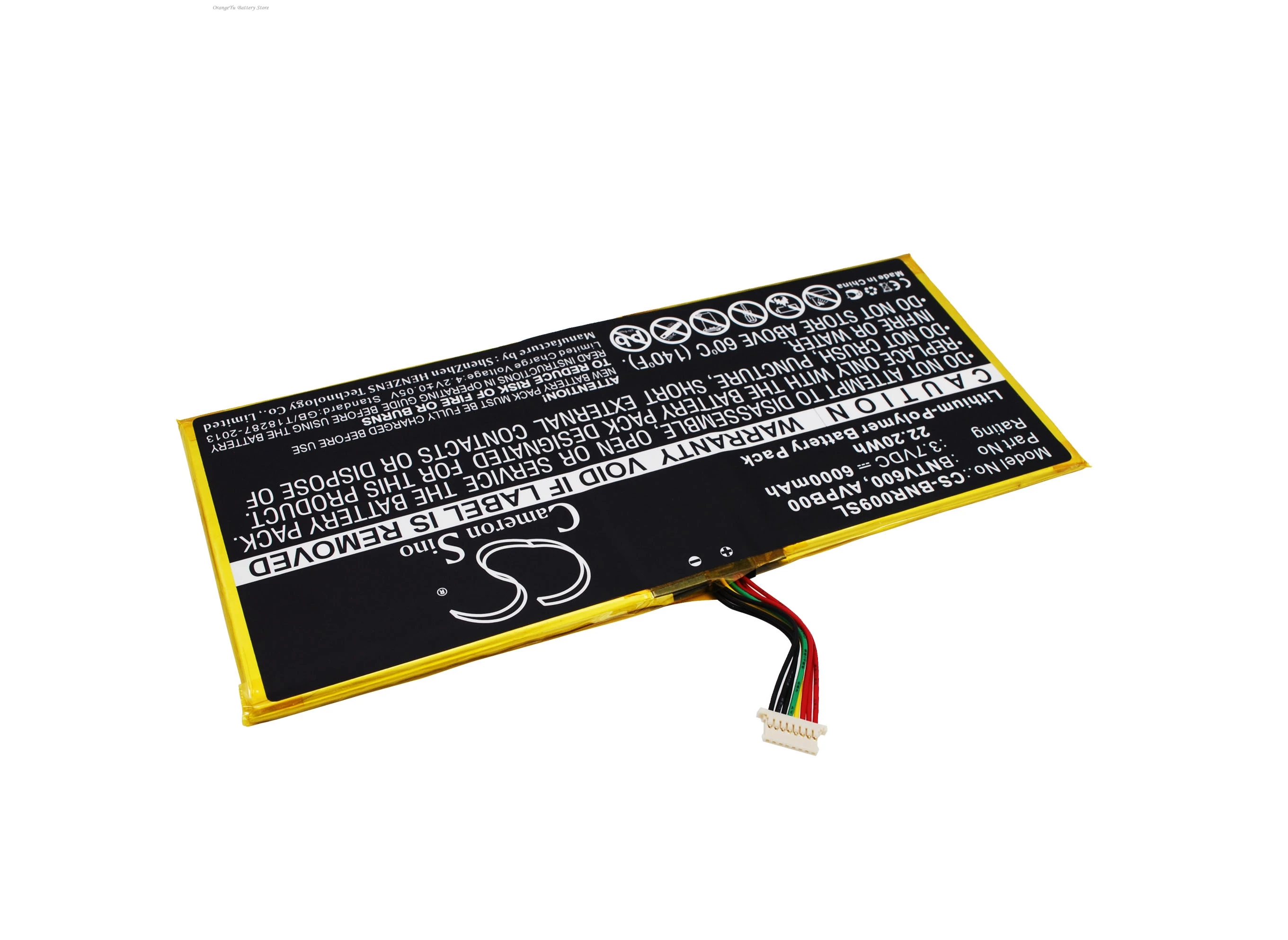 Replacement 3.7V 6000mAh Tablet Battery BNTV600 for Barnes & Noble BNTV600 NOOK HD+9 Ovation HD+ Plus