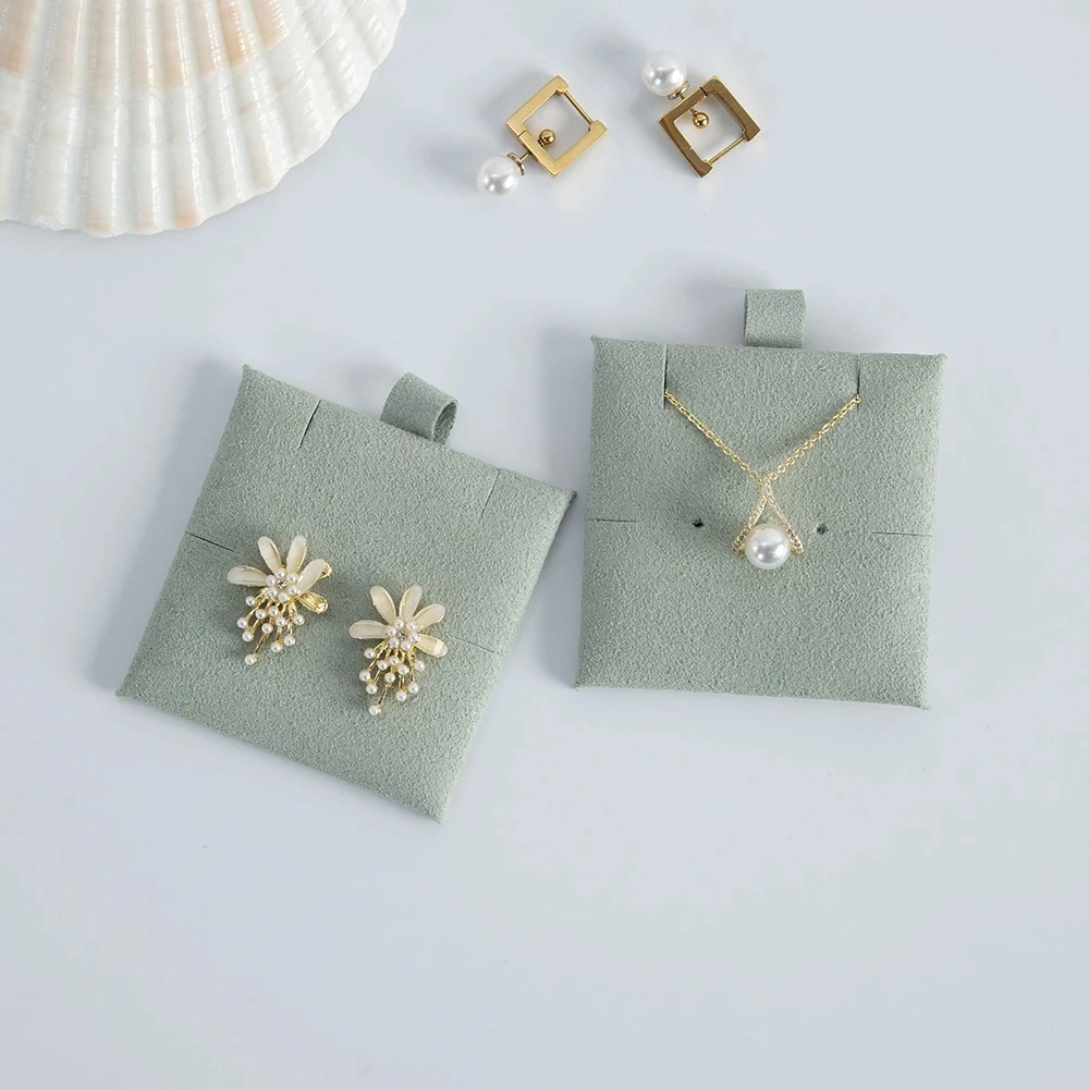 

100pcs/Lot Microfiber Display Cards Earrings Studs Necklaces Bracelet Storage Jewelry Small Pads Hang Tag Holder DIY Card 6x6cm