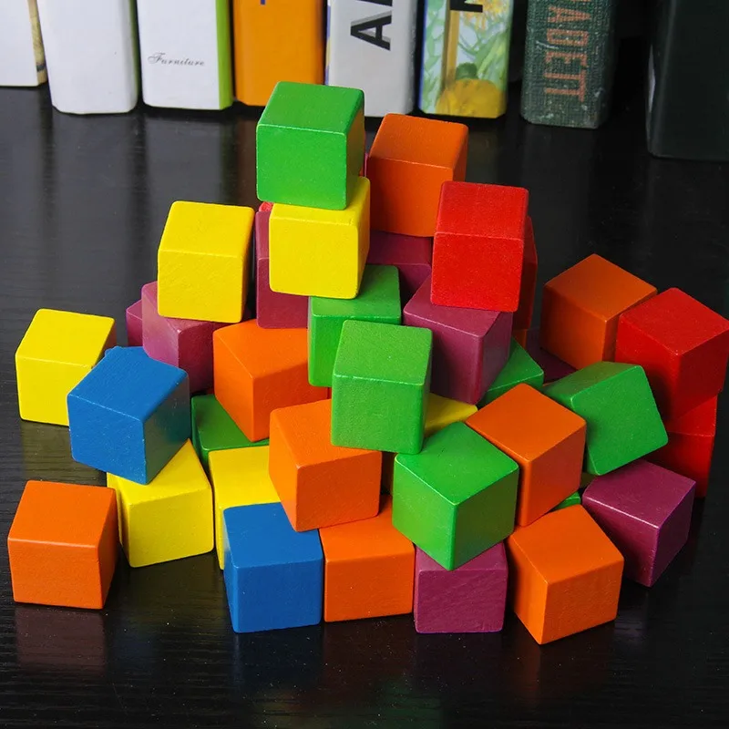 25/50Pcs Colorful Cubes Wooden Building Blocks Stacking Up Square Wood Toy Baby Shape Color Learning Toy for Children 15/20/25mm
