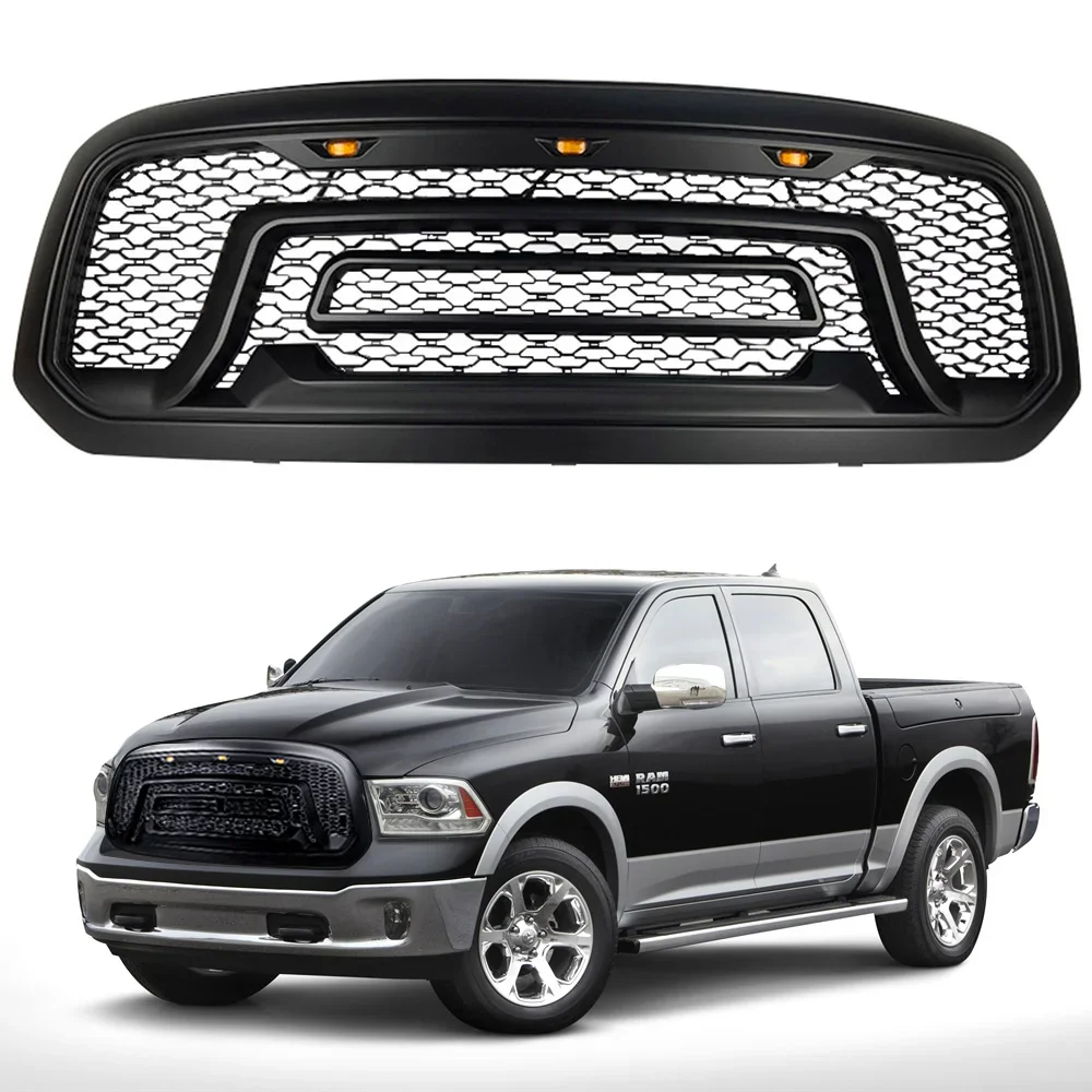 1pc Front Grill Rebel Style Hood LED Light Upper Honeycomb Billet Faceflit For Dodge Ram 1500 2013 2014 2015 2016 2017 2018