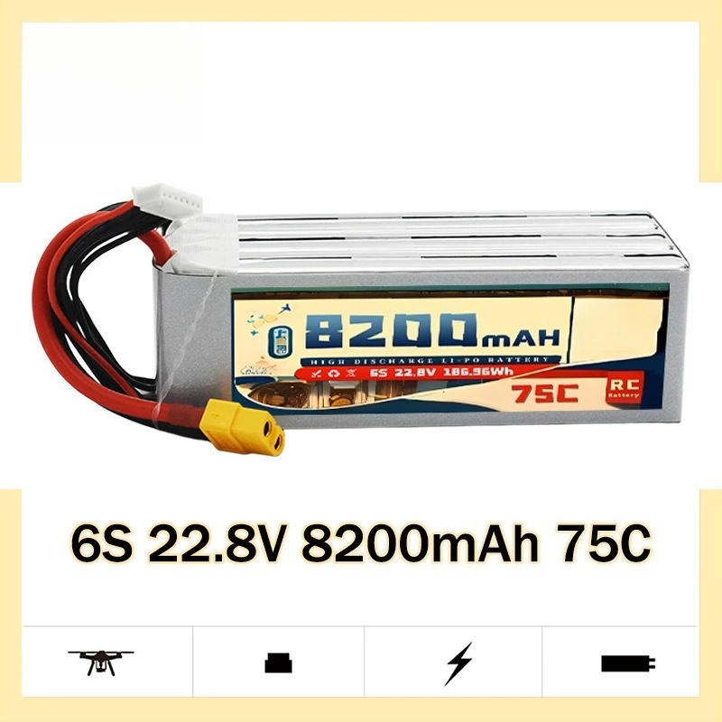 

6S 22.8V 8200mAh 75C Remote Control Drone Helicopter Model Toy Lithium Battery HV