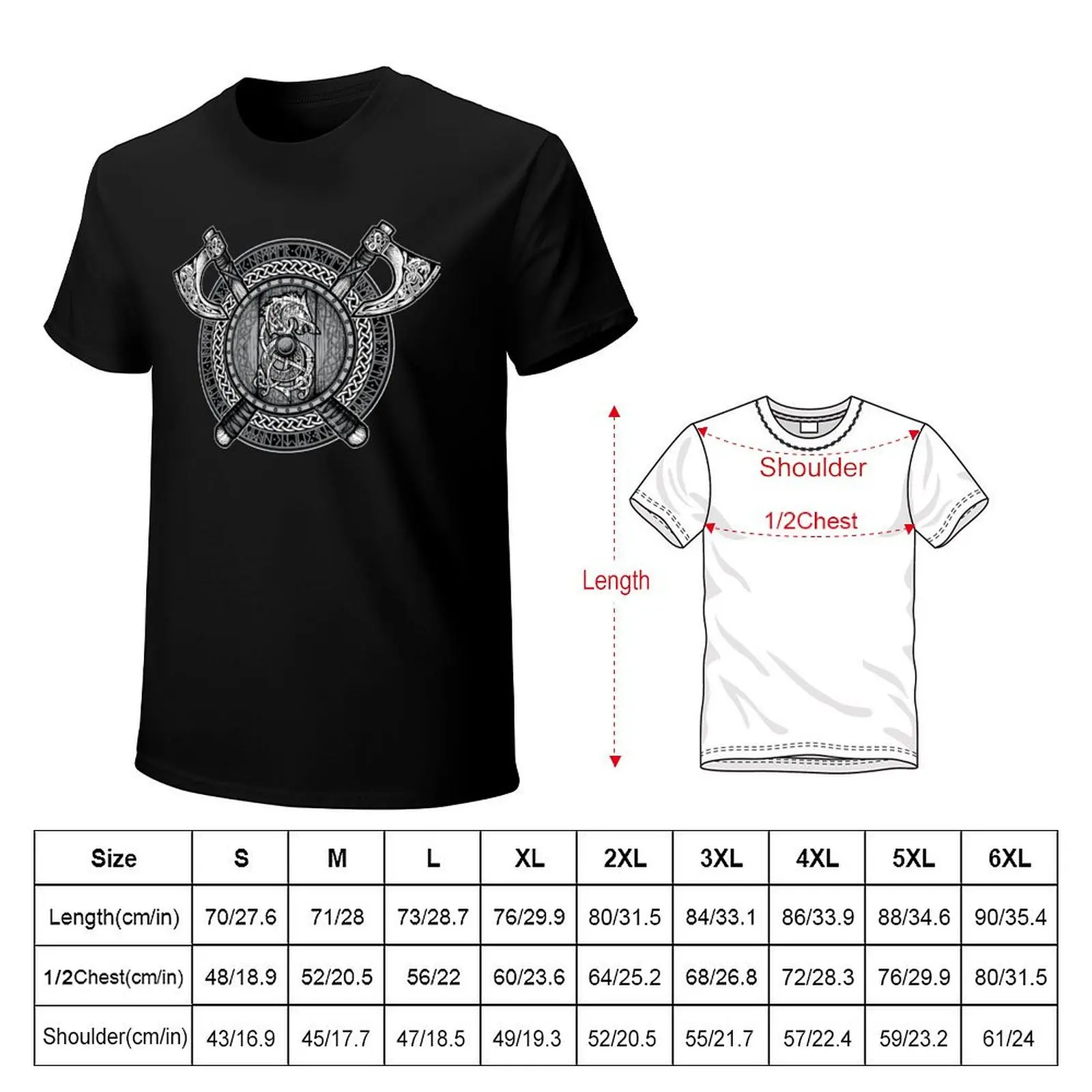 Fenrir Viking Shield (Grayscale) T-Shirt Plus Size All Match Tee Shirt