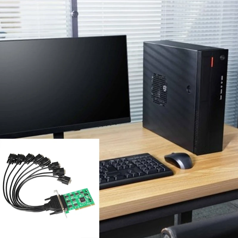 1set PCI to 8Port RS232Serial Card DB9Desktop Computer COM Port for Multiple Device Efficient 926.1Kbps Data Transfer