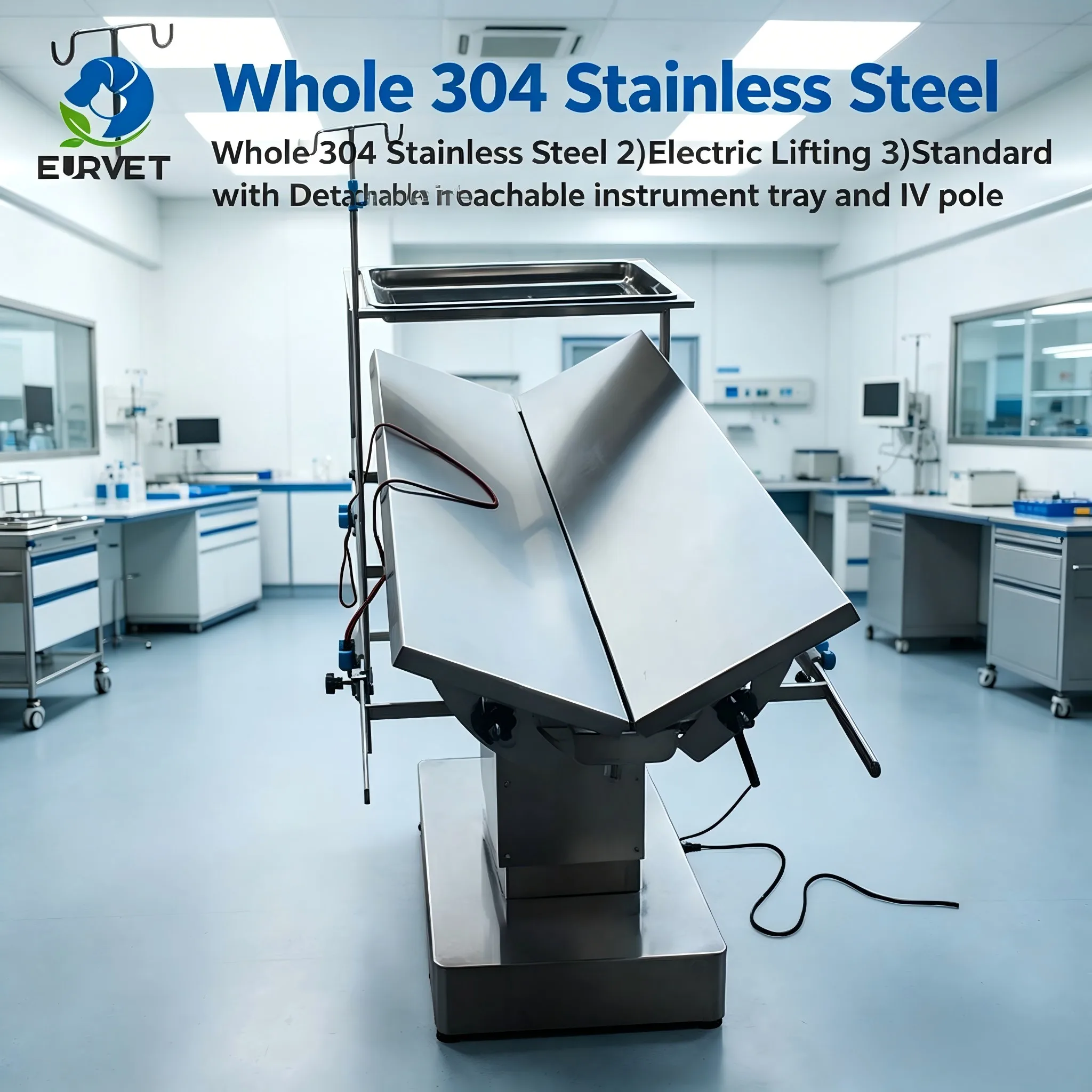 EUR PET Electric Stainless Steel V-top Veterinary Surgery Table  Pet Operating Table With Drainage System