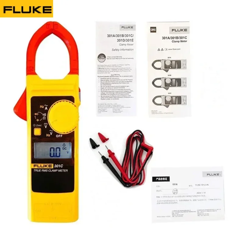 Fluke 301 Series FLUKE 301A 301A+ 301B 301C 301D Clamp Meter Portable 10mm Jaw AC Current AC/DC Volt Ω Frequency