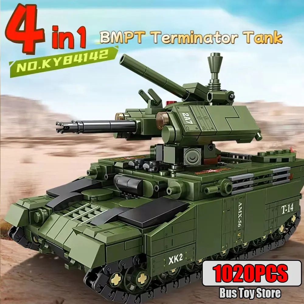 BMPT Terminator Tank KV-2 T-34 Tiger I WW2 Military Classic Model Building Blocks Bricks Boy Child Toys for Christmas Gifts