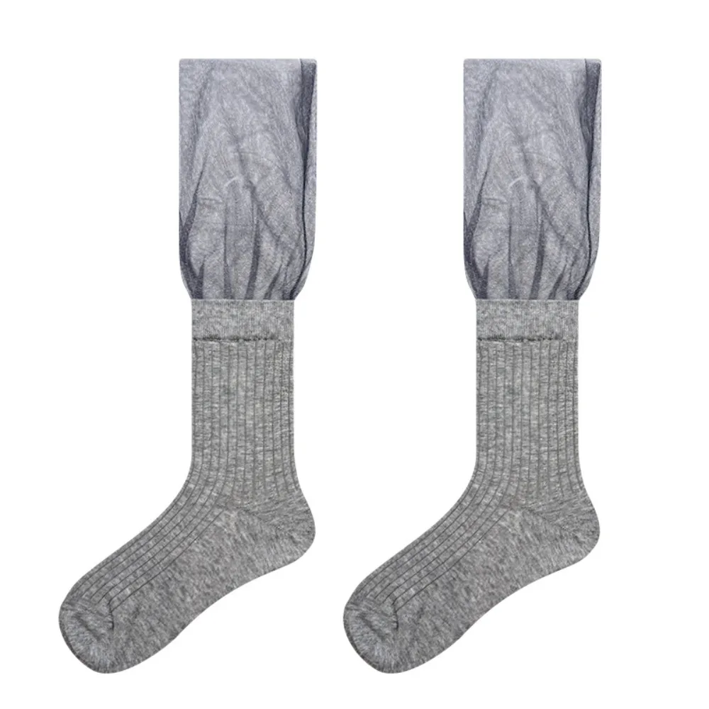 

Soft Sweet Lolita JK Calf Socks Cotton Solid Color Thin Long Socks Japanese Breathable Splicing Lace Mesh Socks Ballet