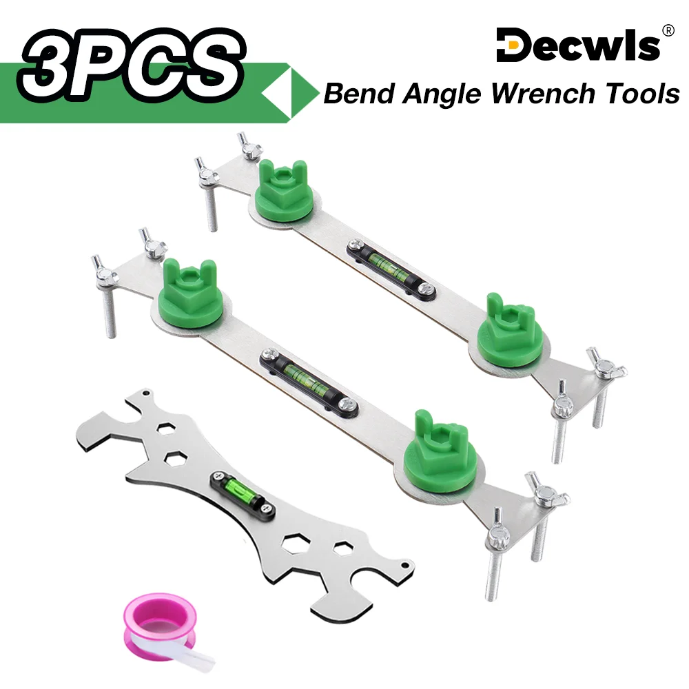 Bend Angle Wrench Tools with Level Shower Faucet Installation & Durable Level Ruler Distance Measuring Tool for Bathroom Pipe