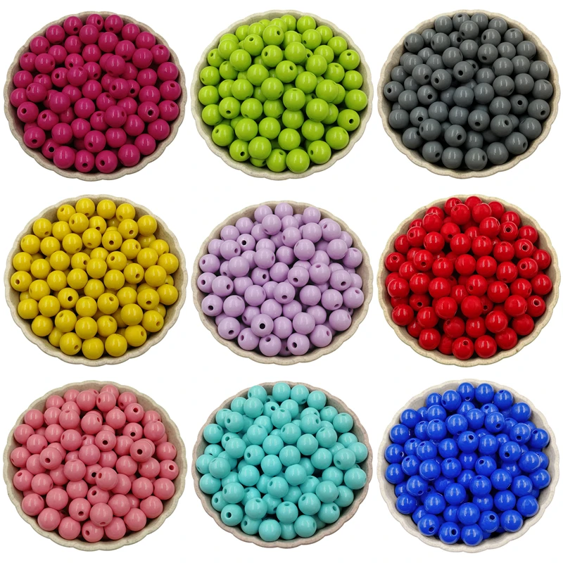 8mm 40Pcs Loose Beads Solid color DIY Jewelry Accessories Crafts Pendant Necklace Bracelet Wholesale