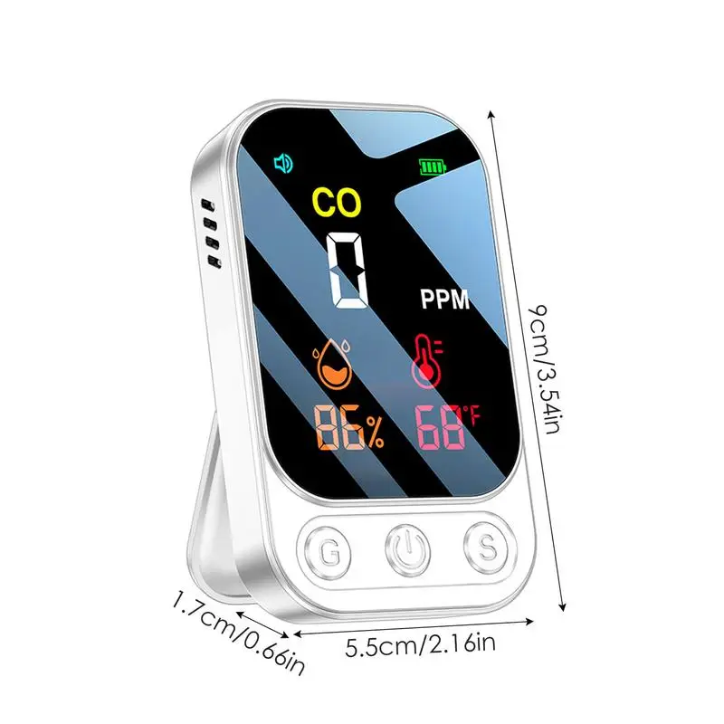 Imagem -06 - Mini Detector de Monóxido de Carbono para Interior e Viagens Monitor Portátil de Qualidade do ar 1000mah Carregamento com Tela hd Colorida