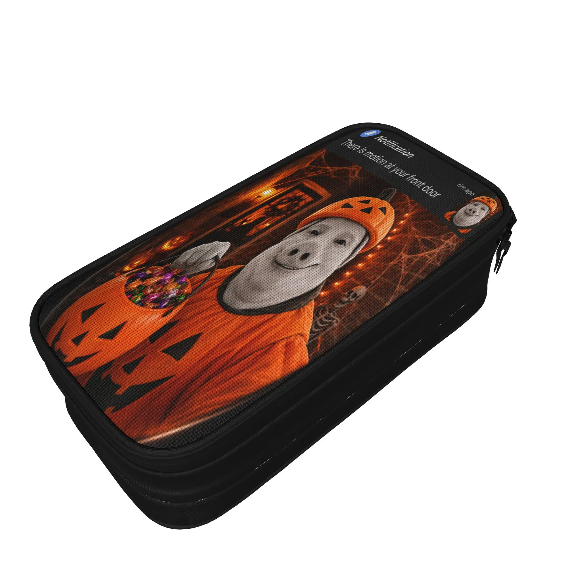 John Pork Pumpkin Costume Front Door Motion Halloween Meme Pencil Case Boy Girl Fashion Pencil Box Graphic School Pencil Cases