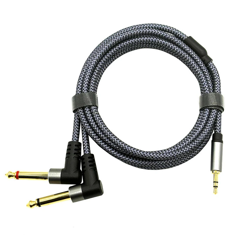 Jack 3.5mm to 6.35mm Adapter Audio Cable Stereo Male to 90 Degree Dual 1/4 Mono TS Male Right Angle Y Audio Cable for iPhone