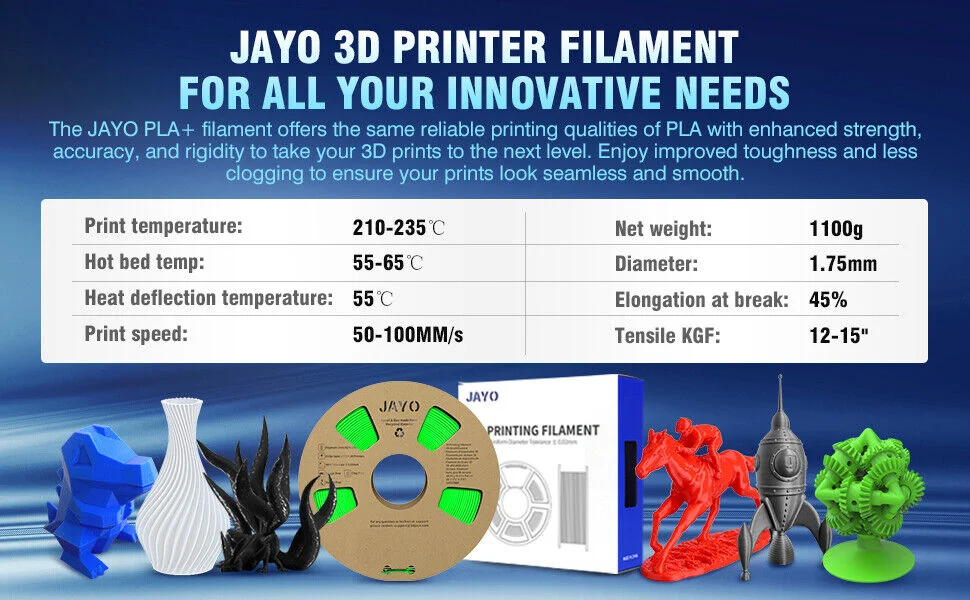 JAYO 3D-Drucker PLA/PETG/PLA+ /PLA META /SEIDE/ASB/TPU-Filament 1,75 mm 2 Rolle 1,1 kg/0,65 kg 3D-Drucker-Filament für 3D-Drucker – Detail 14