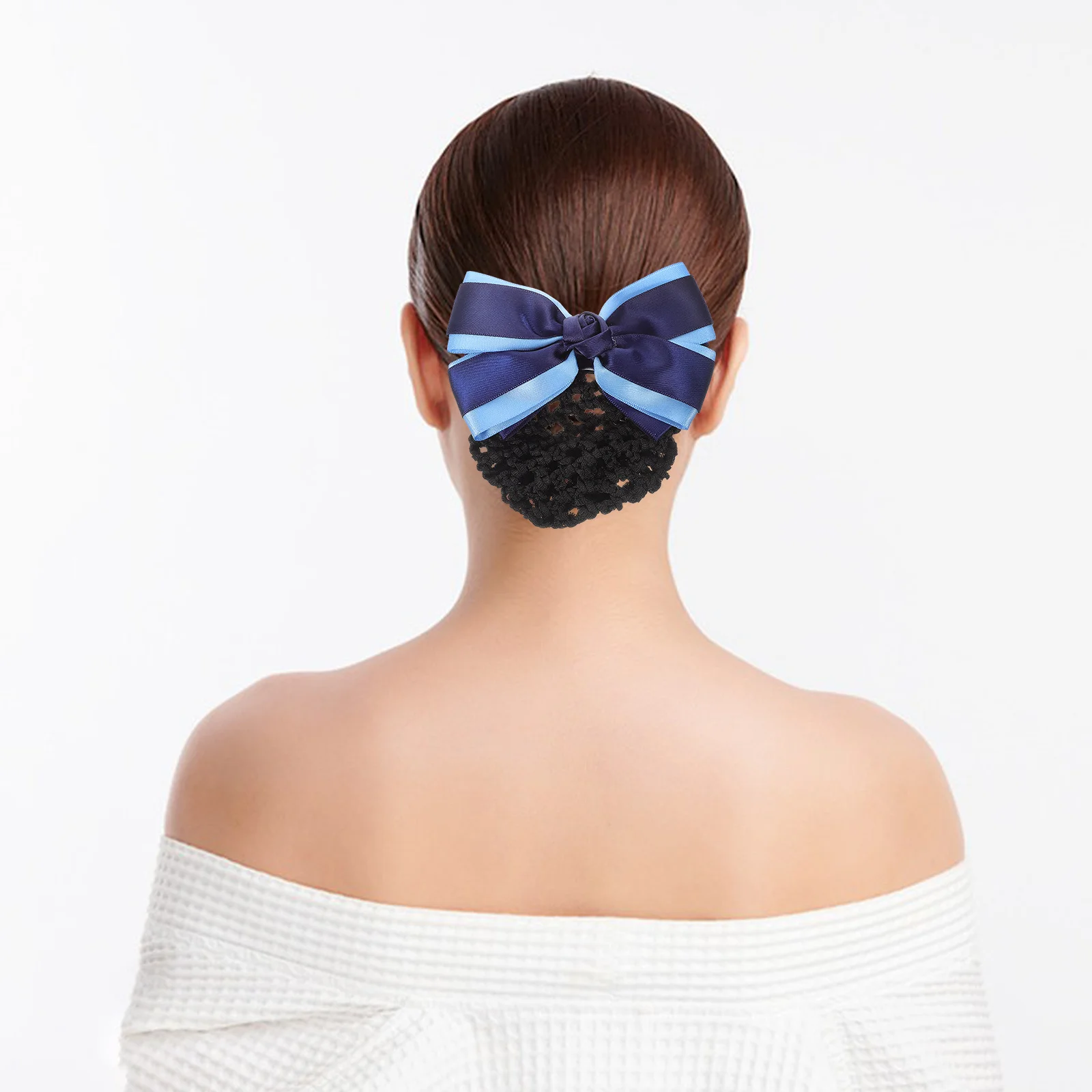 

Bow Hairnet Hair Bun Cover Crochet Mesh Breathable Hair Accessory for Women Professional Nursing Hotels Banks Style