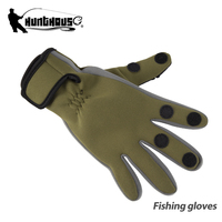 Hunthouse Fishing Gloves Two Finger Neoprene Winter Fishing Gloves PU Breathable Leather Warm Pesca Fitness Fishing Accessories