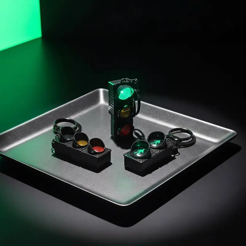 3D Printed Traffic Light Keychain Fashion Funny Signal Light Pendant Bag Car Key Ring Decor Gift for Students Couples Accessory