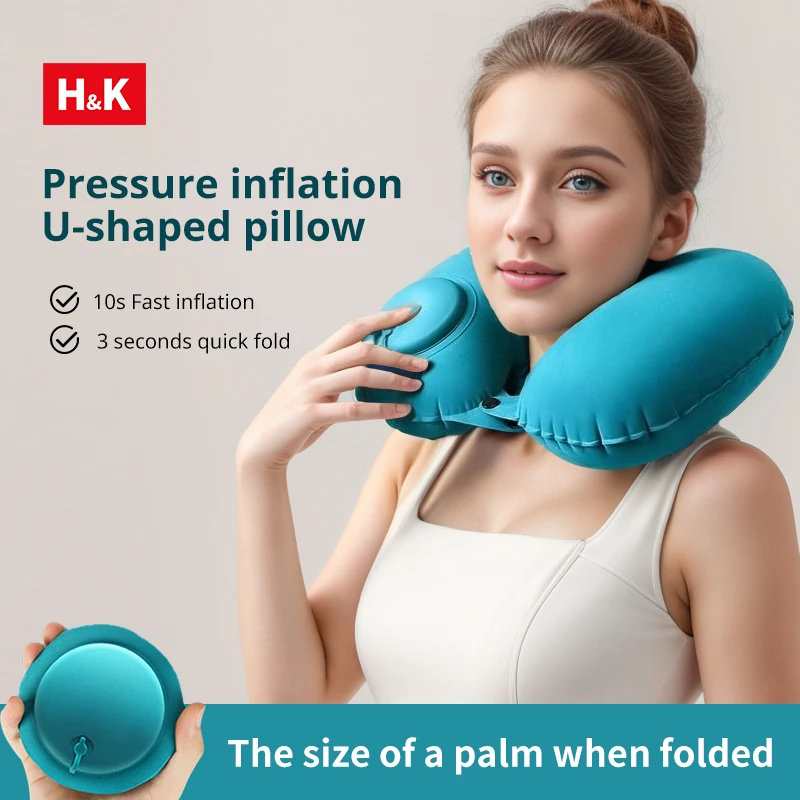 U Shaped Travel Pillow Super Light Portable Inflatable Neck Pillow Travel Airplane Cushion Office Sleep Essentials 