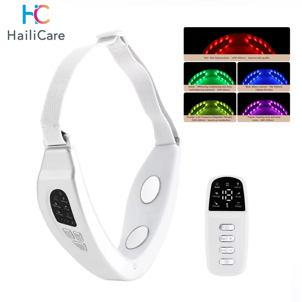 EMS Microcurrent Facial Lifting Device LED Photon Therapy Face Slimming Vibration Massager With TENS Pulse Massage Beauty Device