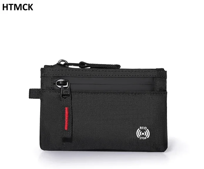 RFID Blocking Mini Travel Wallet Anti‑Scan Card Pouch with Keychain, Portable Coin Purse for Travel Daily Use