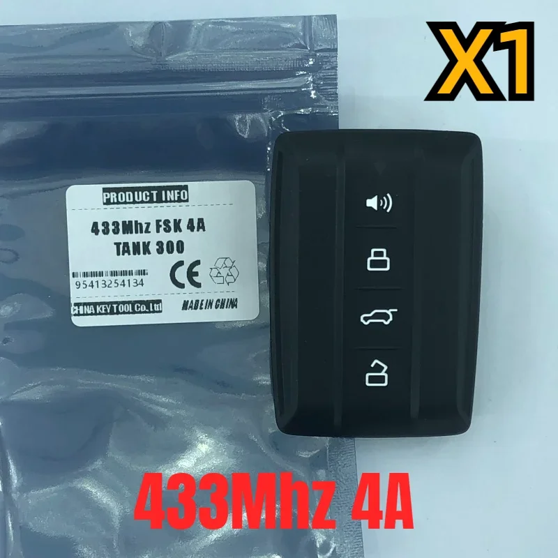 OEM 4 Buttons 433Mhz For Great Wall GWM TANK 300 Keyless Smart Remote Key With 4A Chip