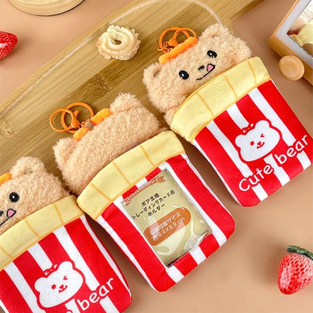 

Funny 3In Plush Photocards Holder Cartoon Bear Portable Photo Card Case Kpop Photo Card Cover Student