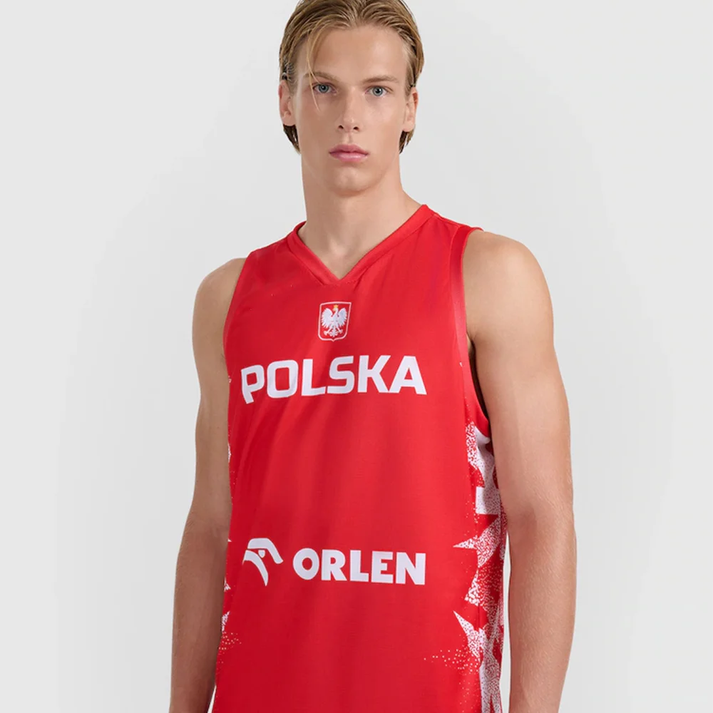 Unisex Quick-Drying Poland Basketball Jersey Vest Sports Training Top for Children Match Special Lightweight Athletic Vest