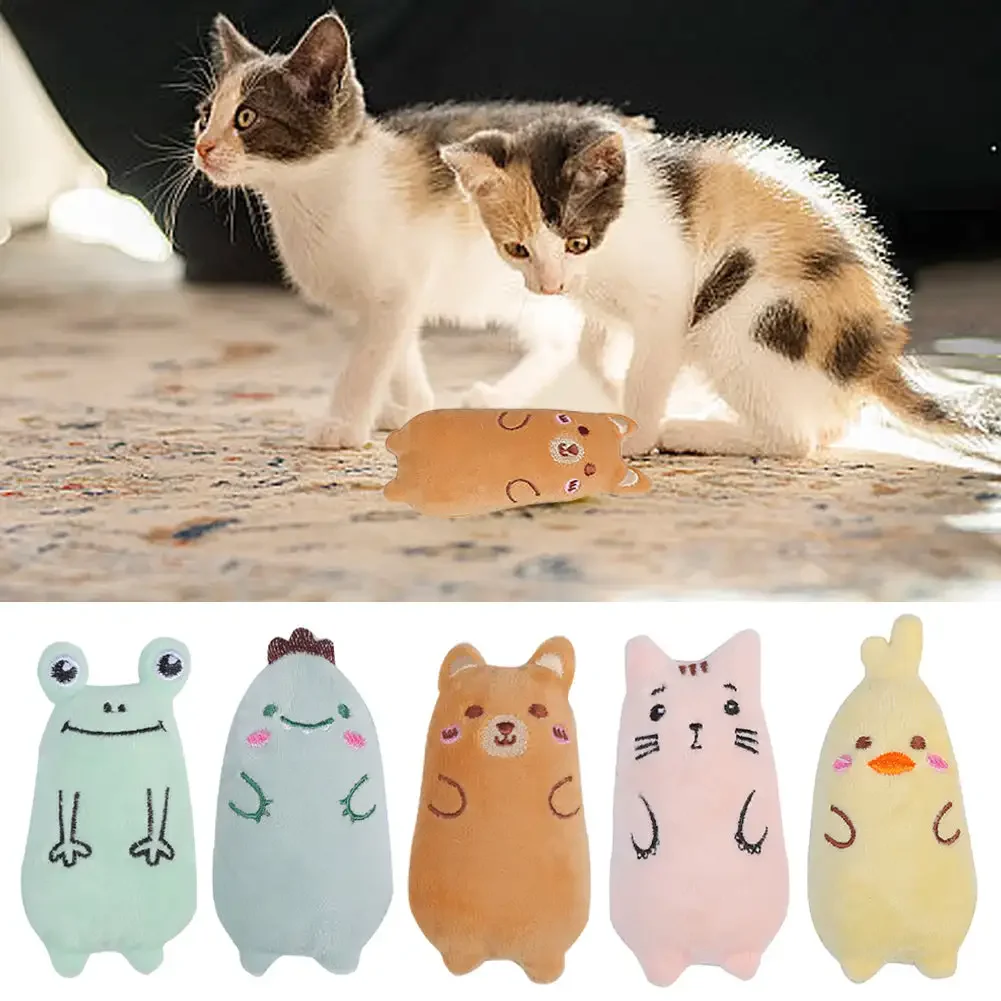 Cute Animal Shape Catnip Cats Toy Kitten Dinosaur Teeth Chewing Biting Plush Toys Cat Plush Thumb Pillow Pet Accessories