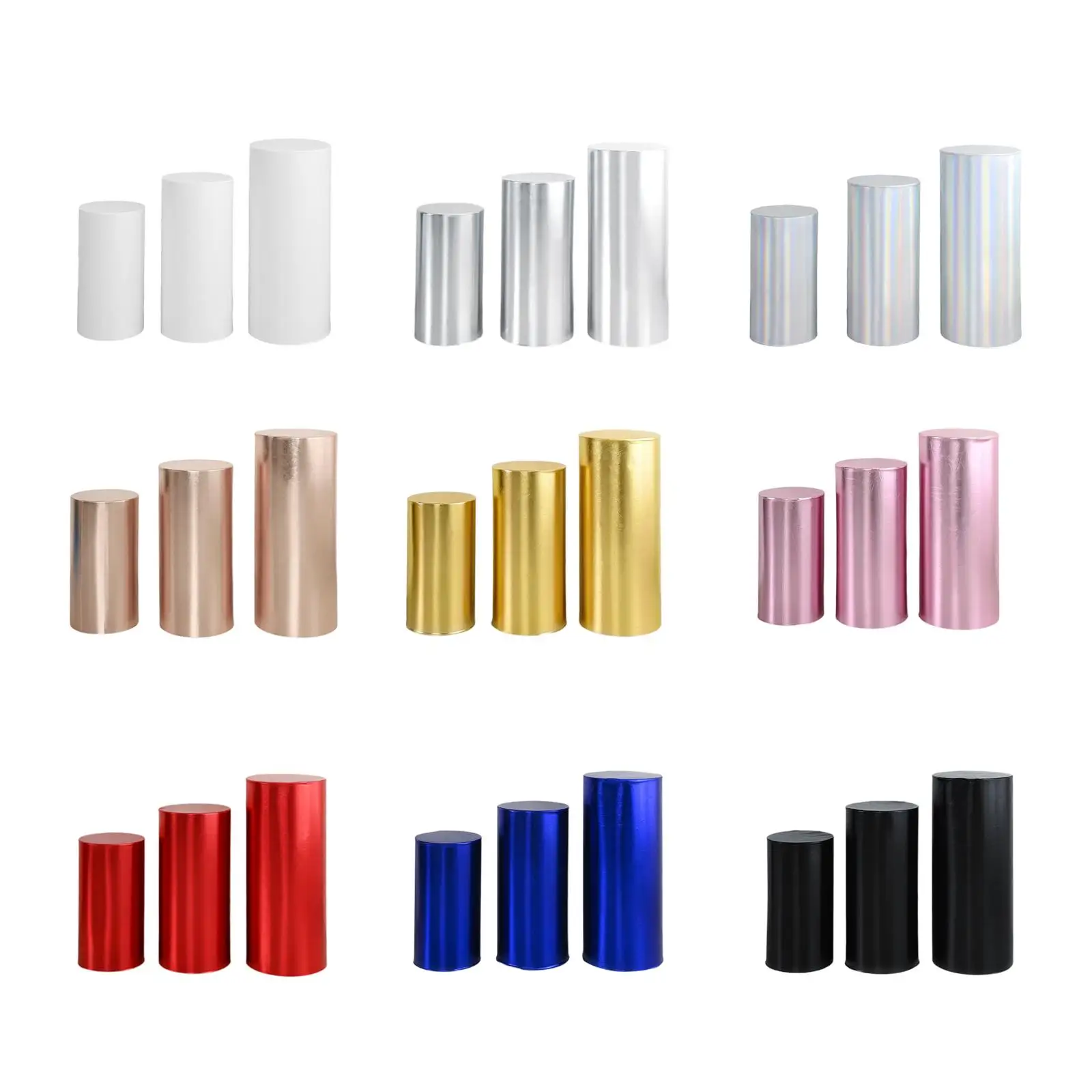

3Pcs Cylinder Plinth Stand Covers Backgrounds Dessert Tables Cloth Cylinder Plinth Covers for Party Engagement Props Decor