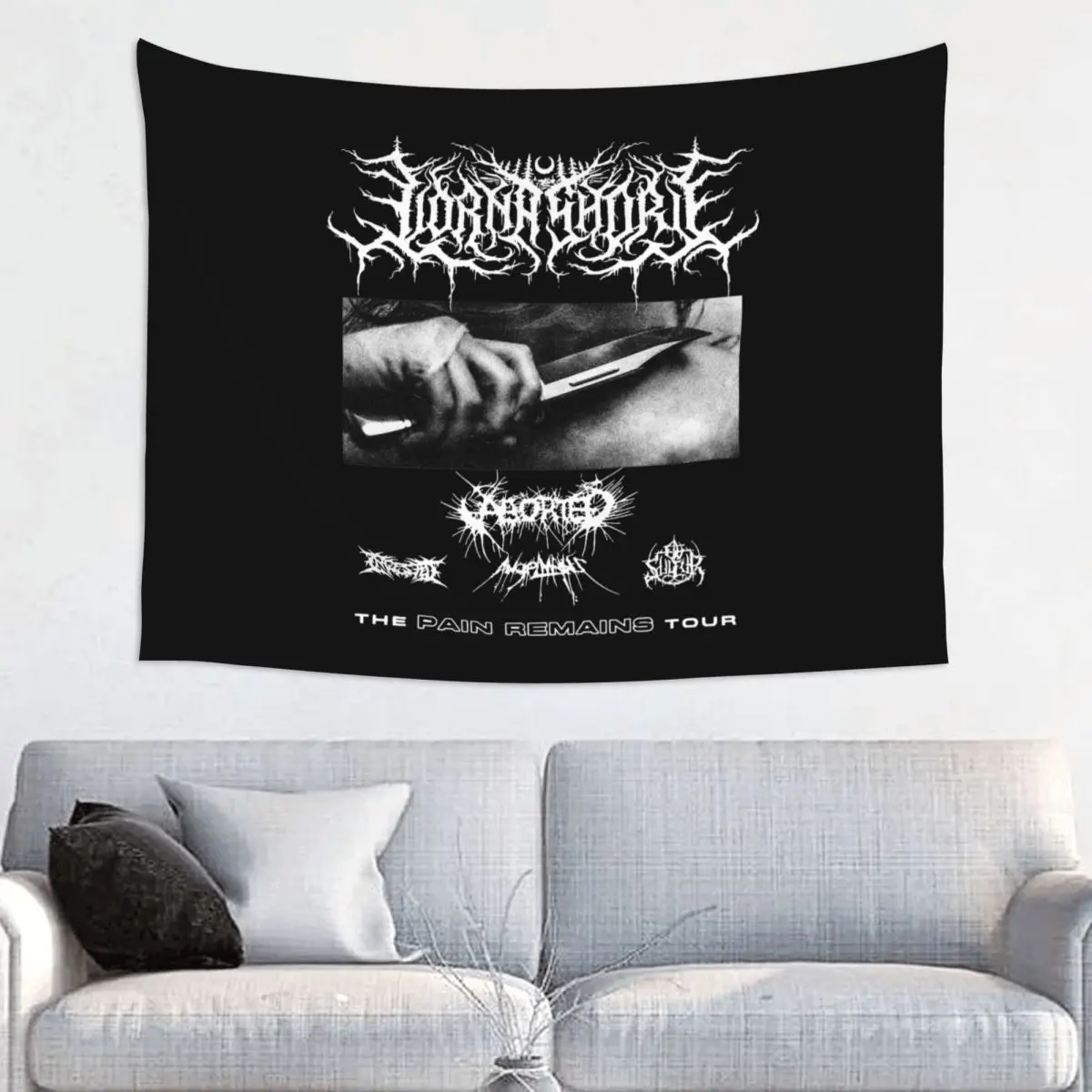 Lorna Shore American Deathcore Tapestry Hippie Polyester Wall Hanging Decoration for Bedroom Curtain Retro Wall Tapestry