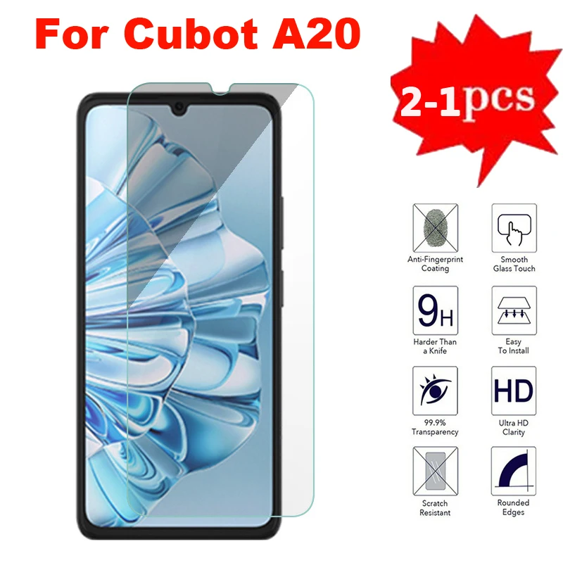 2-1PC Tempered Glass For Cubot A20 Screen Protector 9H Protective Glass on Cristal Templado Cubot A10 A1 2024 Pelicula De Vidrio