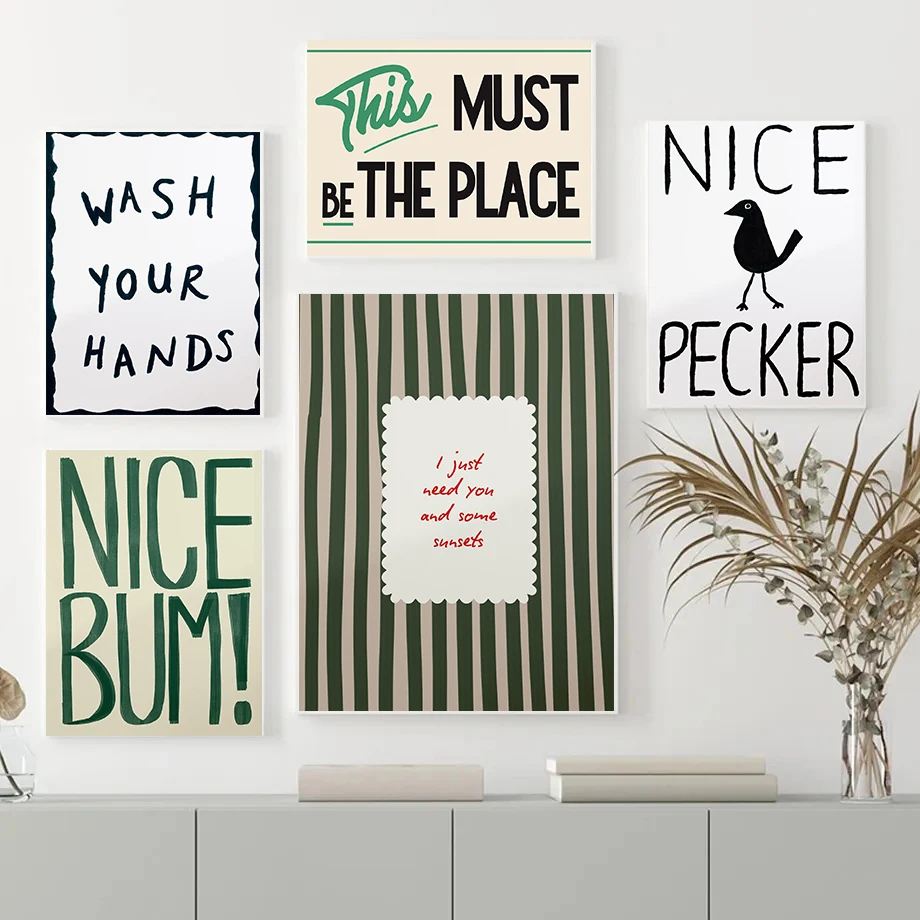 Funny Toilet Wash Your Hands Posters Nice Bum Washroom Sign Paper Modern Prints Canvas Wall Art Pictures Home Bathroom Decor