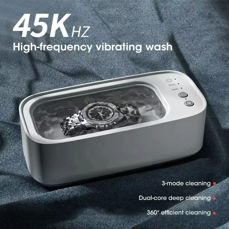 Ultrasonic Cleaning Machine Mini High-frequency Vibration Cleaning Adjustable Glasses Jewelry Pacifier Time Cleaning Tool