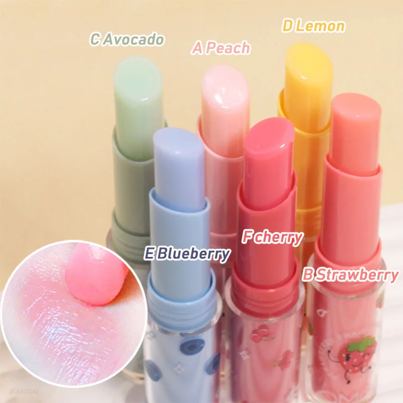 

6Pcs/Lot Fruity Color Changing Lip Balm Temperature Change Lipstick Hydration Moisturizing Lip Care Makeup Cosmetics for Women