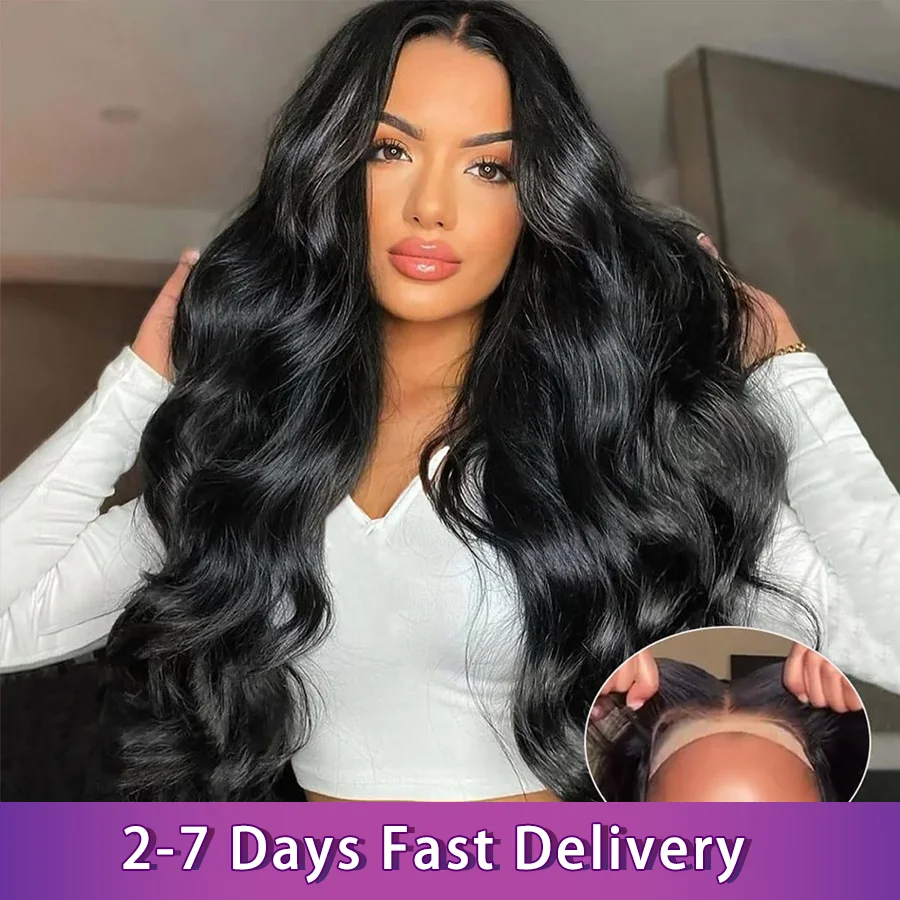 Natural Color 6x4 Lace Closure Wig Glueless Body Wave Lace Front Wigs 100% Human Hair Glueless Preplucked Human Hair Wigs