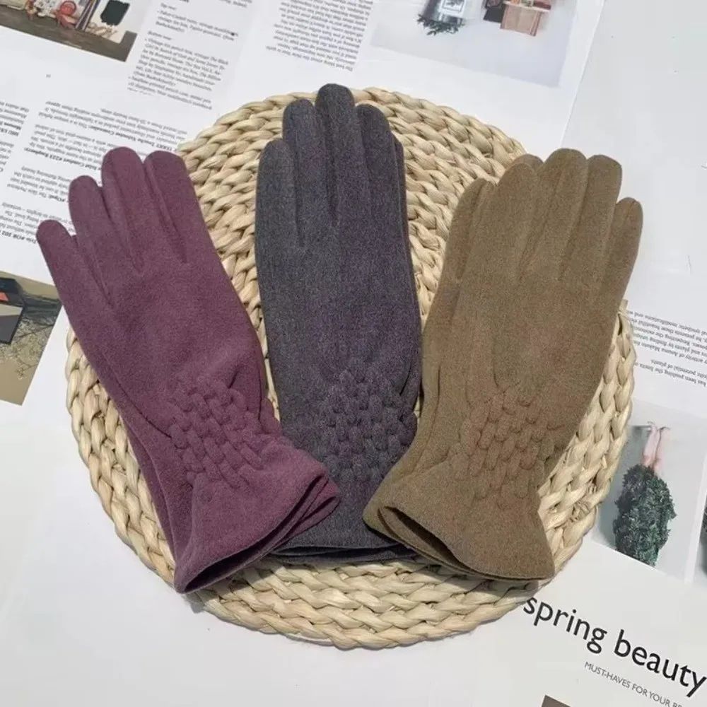 Outdoor Winter Touch Screen Gloves Soft Thicken Drive Cycling Gloves Windproof Keep Warm Five Finger Gloves Women Men