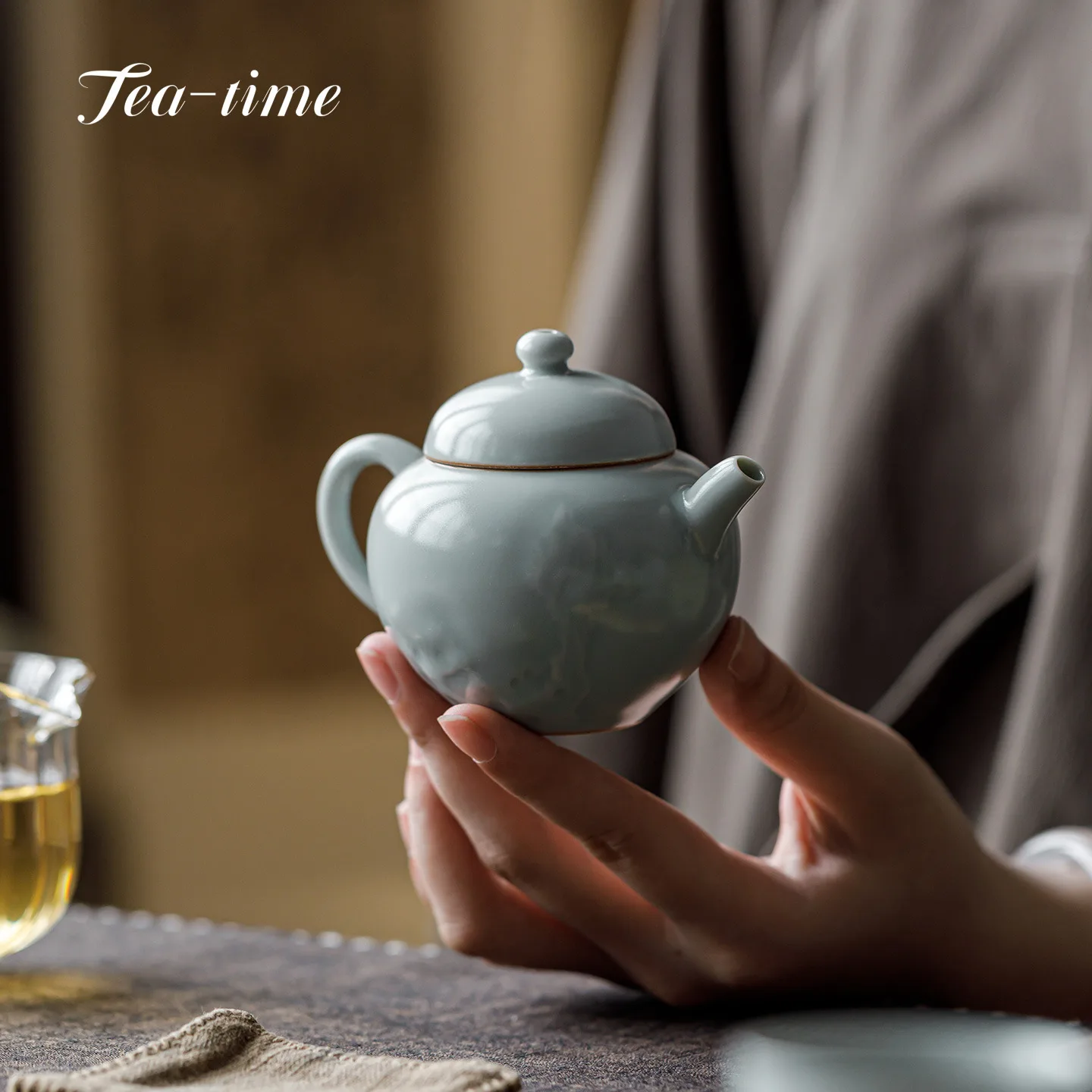 

Ru Kiln Handmade Tea Brewing Kettle Infuser Teapot Ceramic Tea Pot Puer Chinese Oolong Filter Gong Dao Bei Yixing Set Pots Bowl