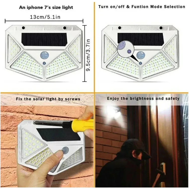 Imagem -06 - Solar Powered Pátio Wall Lights Impermeável Led Street Lights Corpo Humano Sensing Household Garden Economia de Energia